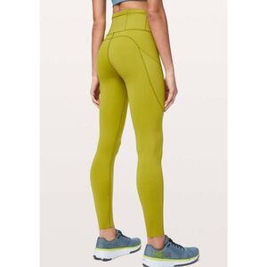 LULULEMON ATHLETICA Fast Free Tight 28' (Non Reflective) in Golden Lime Size 2
